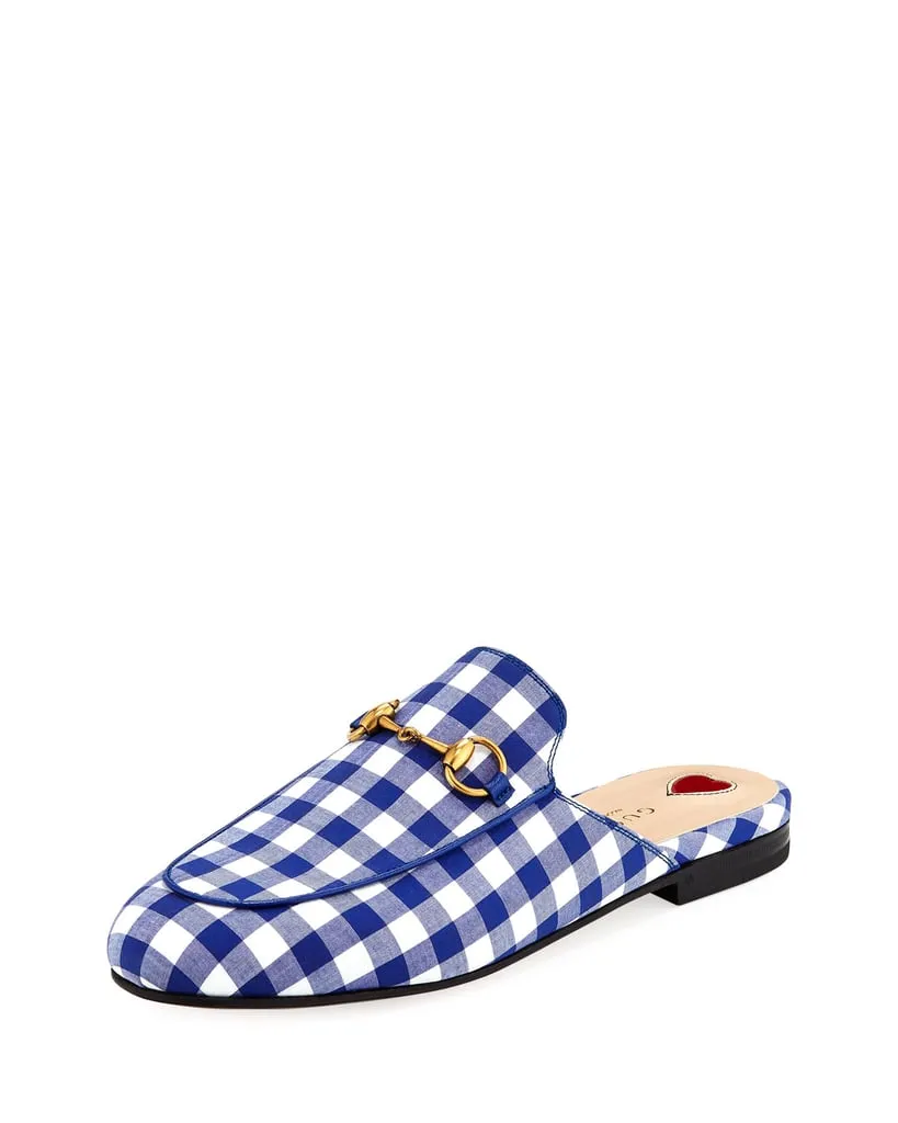 Gucci Flat Princetown Gingham Mule