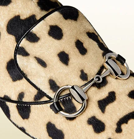 Gucci - Leopard Print Calf Hair Horsebit Ankle Boot