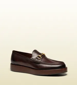 GUCCI - shaded leather platform horseil loafer