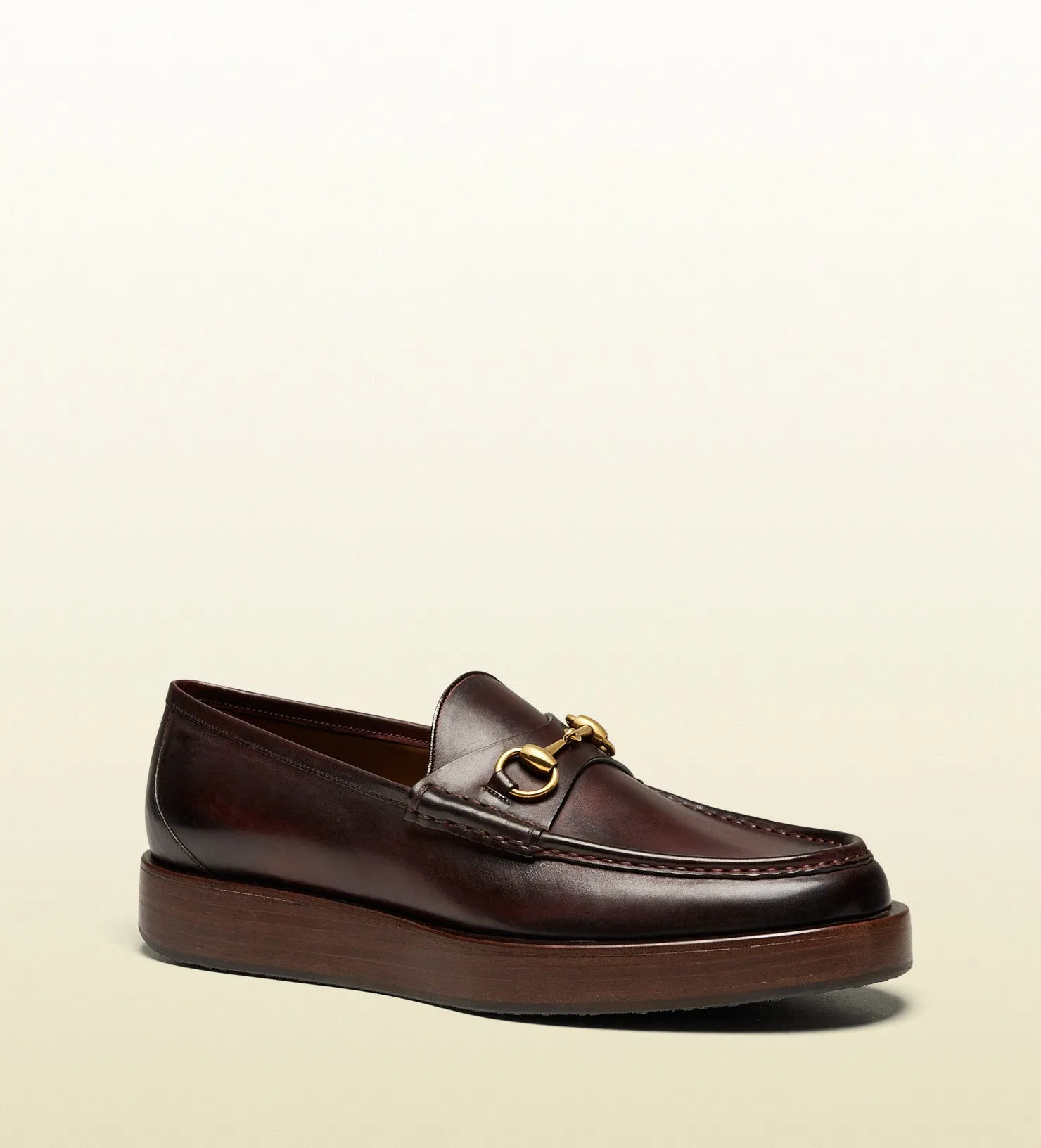 GUCCI - shaded leather platform horseil loafer