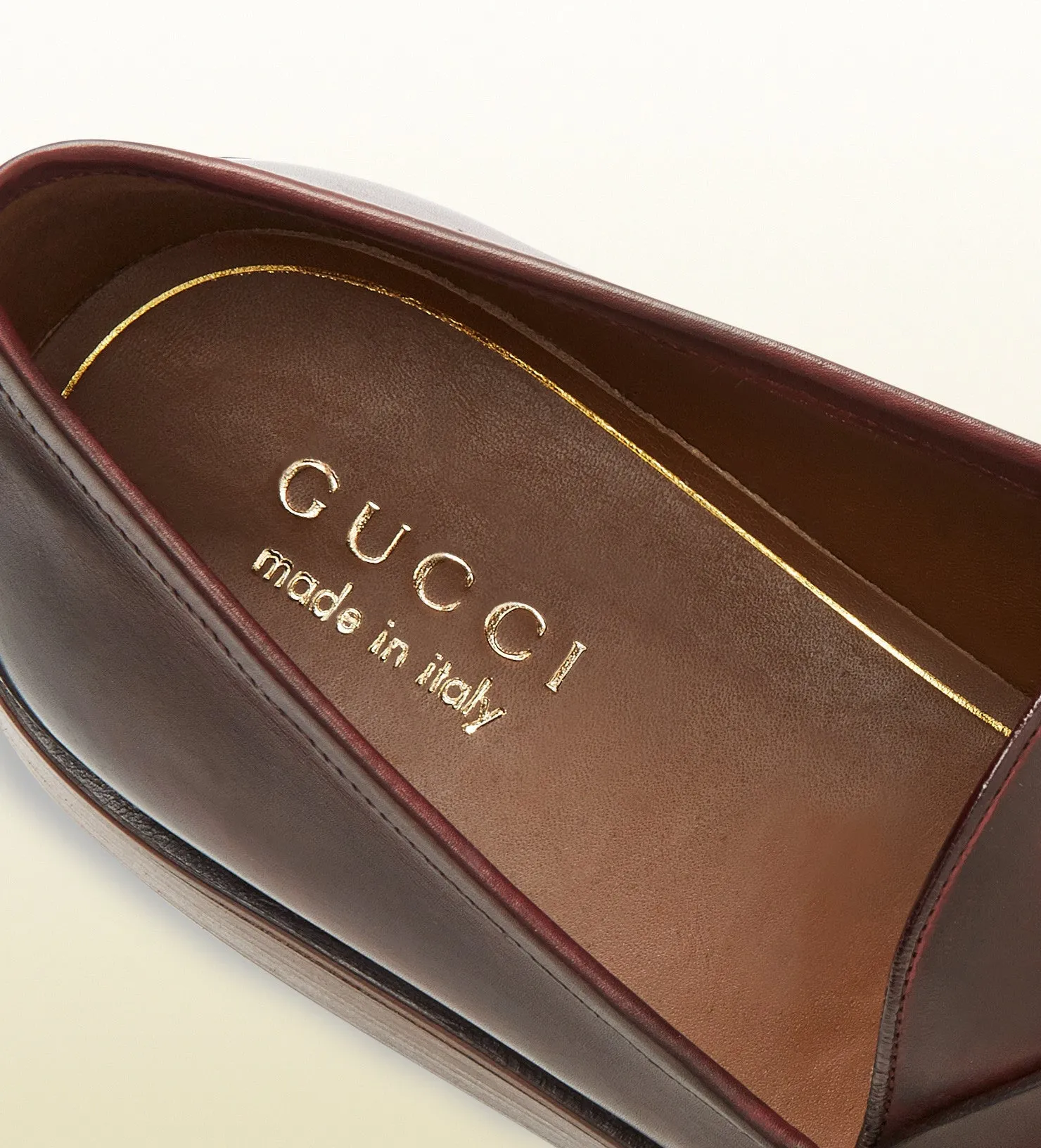 GUCCI - shaded leather platform horseil loafer