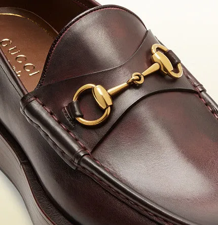 GUCCI - shaded leather platform horseil loafer