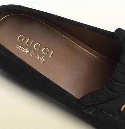 GUCCI - suede fringe horsebit loafer