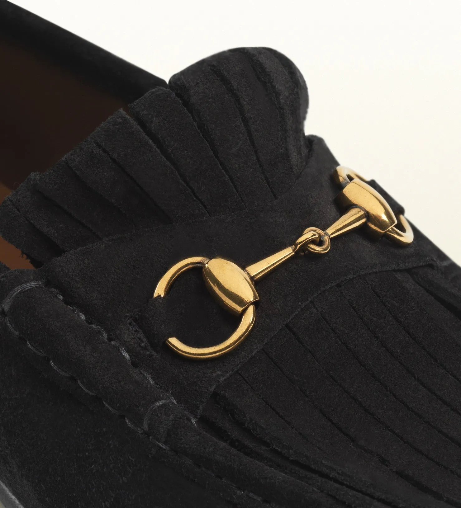 GUCCI - suede fringe horsebit loafer