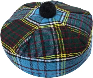 HAAUR Scottish Tammy Hat Traditional Kilt Tam o' Shatner Acrylic Wool Flat Bonnet Various Tartans with Pompom One Size