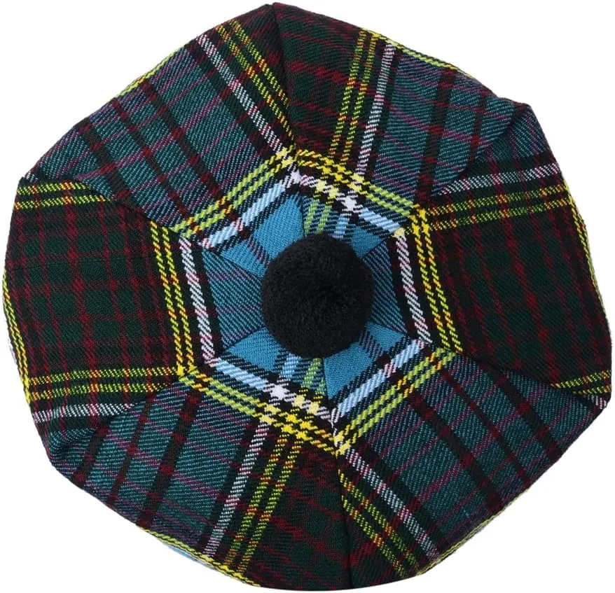 HAAUR Scottish Tammy Hat Traditional Kilt Tam o' Shatner Acrylic Wool Flat Bonnet Various Tartans with Pompom One Size