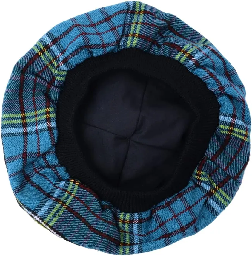 HAAUR Scottish Tammy Hat Traditional Kilt Tam o' Shatner Acrylic Wool Flat Bonnet Various Tartans with Pompom One Size