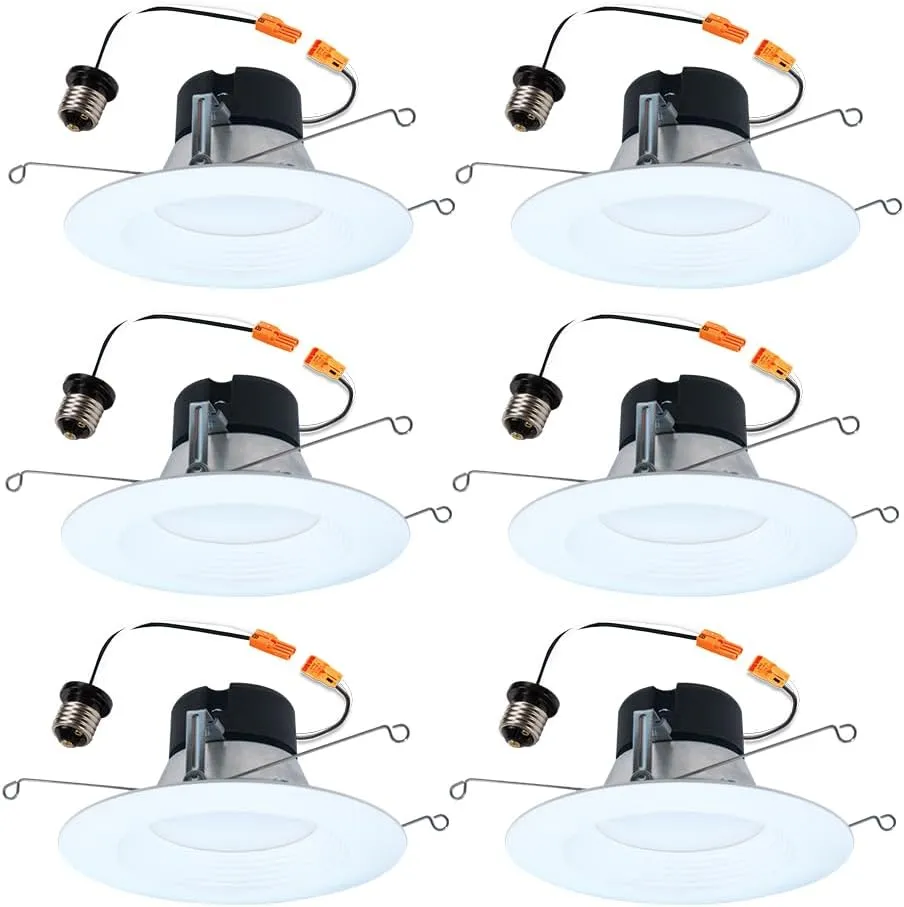 HALO LT 5/6 Inch in/Outdoor Recessed LED Trim Can Light, 5CCT 2700K/3000K/3500K/4000k/5000K, 6-Pack, LT56079FS1EWHR6PK