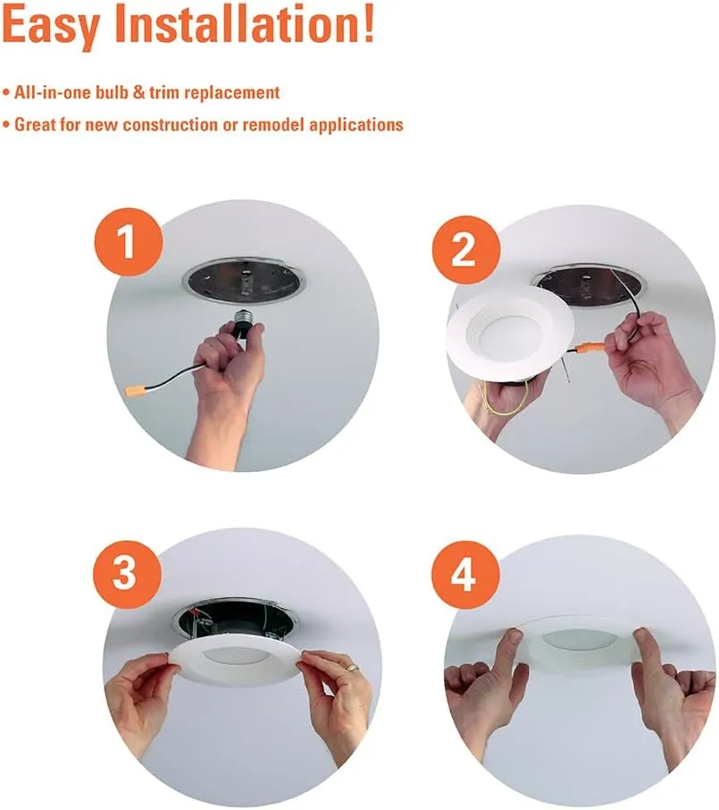 HALO LT 5/6 Inch in/Outdoor Recessed LED Trim Can Light, 5CCT 2700K/3000K/3500K/4000k/5000K, 6-Pack, LT56079FS1EWHR6PK