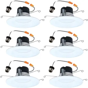 HALO LT 5/6 Inch in/Outdoor Recessed LED Trim Can Light, 5CCT 2700K/3000K/3500K/4000k/5000K, 6-Pack, LT56079FS1EWHR6PK