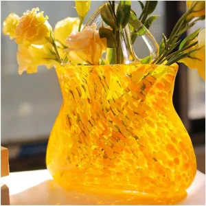 Handbag Vase, Multifunctional Flower Vase Purse Vase with Fish Bowl Handbag Vase, Modern Farmhouse Decor,Yellow