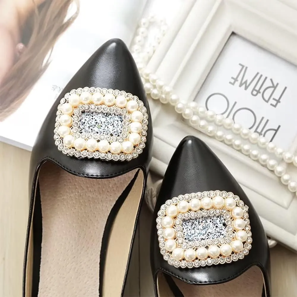 Hee grand Women's Flat Mules Crystal Shoes Rhinestone Pointed Toe Backless Slides Light Weight Slip on Loafers