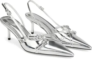Heeled Slingback Kitten Heels for Women Closed Pointed Toe Pumps with Buckles