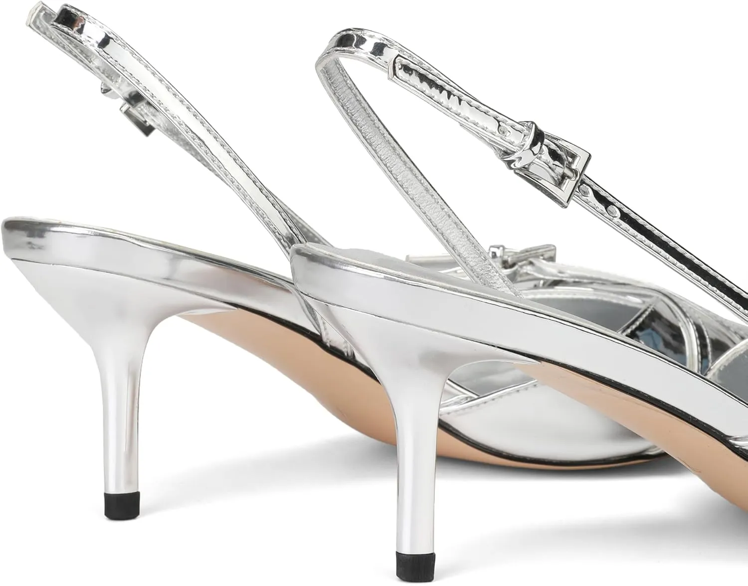 Heeled Slingback Kitten Heels for Women Closed Pointed Toe Pumps with Buckles
