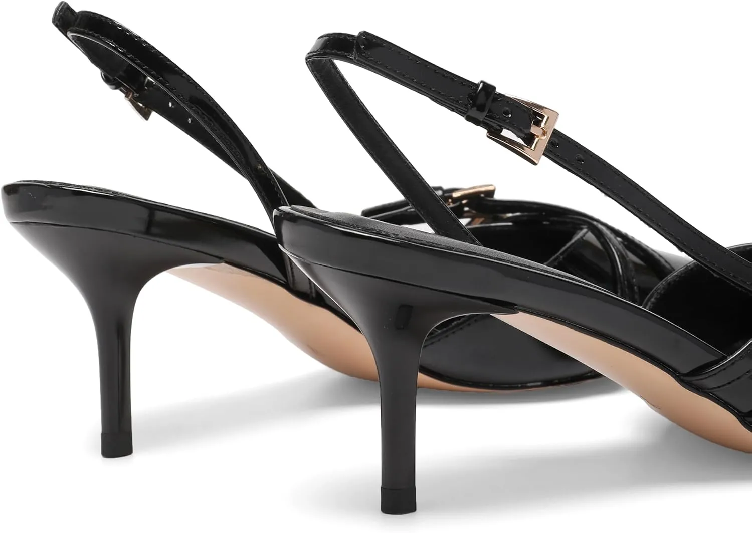 Heeled Slingback Kitten Heels for Women Closed Pointed Toe Pumps with Buckles