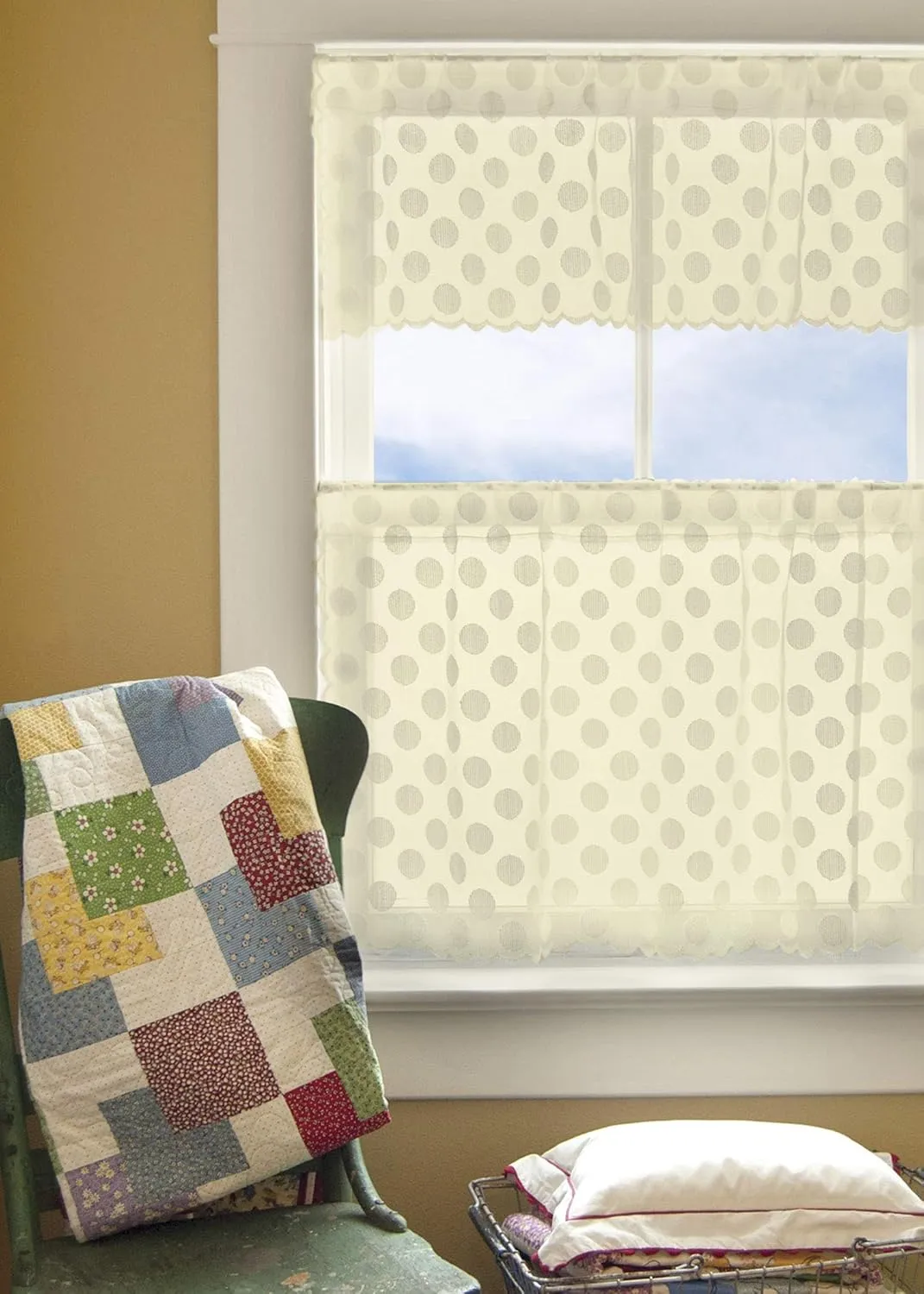 Heritage Lace Cafe Tier, 42 by 24-Inch, Polka Dot