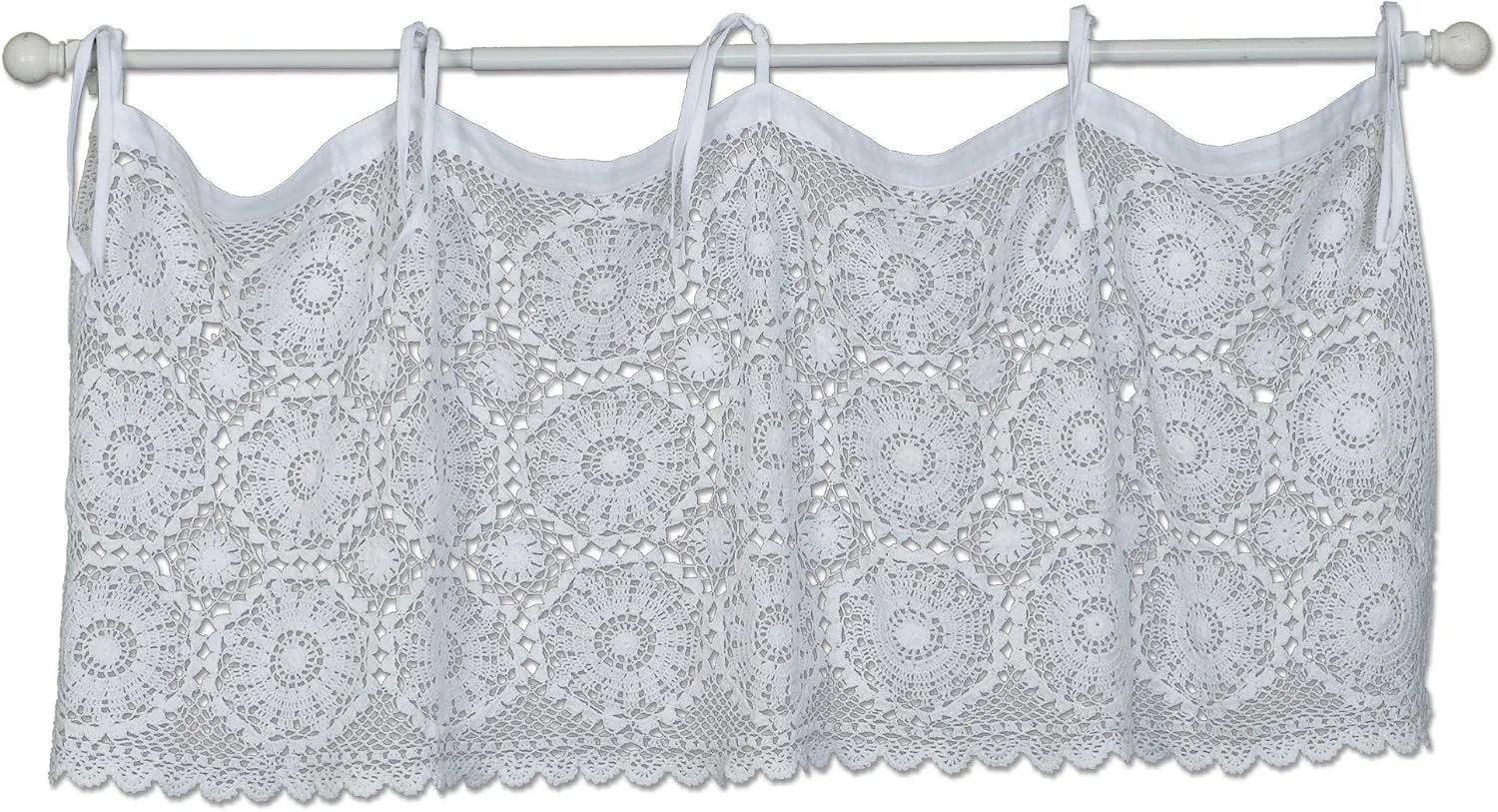 Heritage Lace White Medallion Crochet Envy 45" Wide X 16" Drop Valance