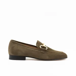 Horsebit Loafer in Green Suede