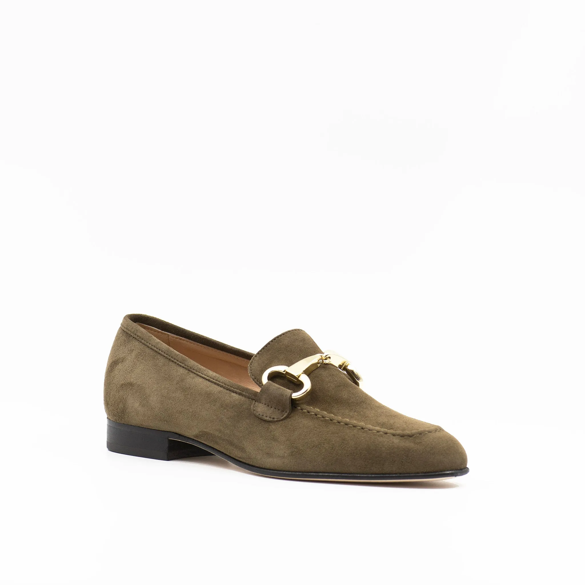 Horsebit Loafer in Green Suede