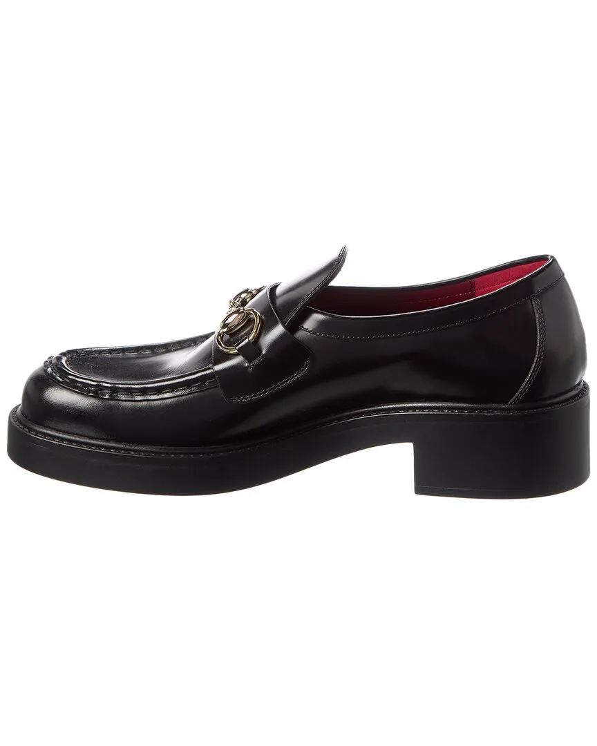 Horsebit Platform Elegant Loafer Gucci Leather Fairly priced