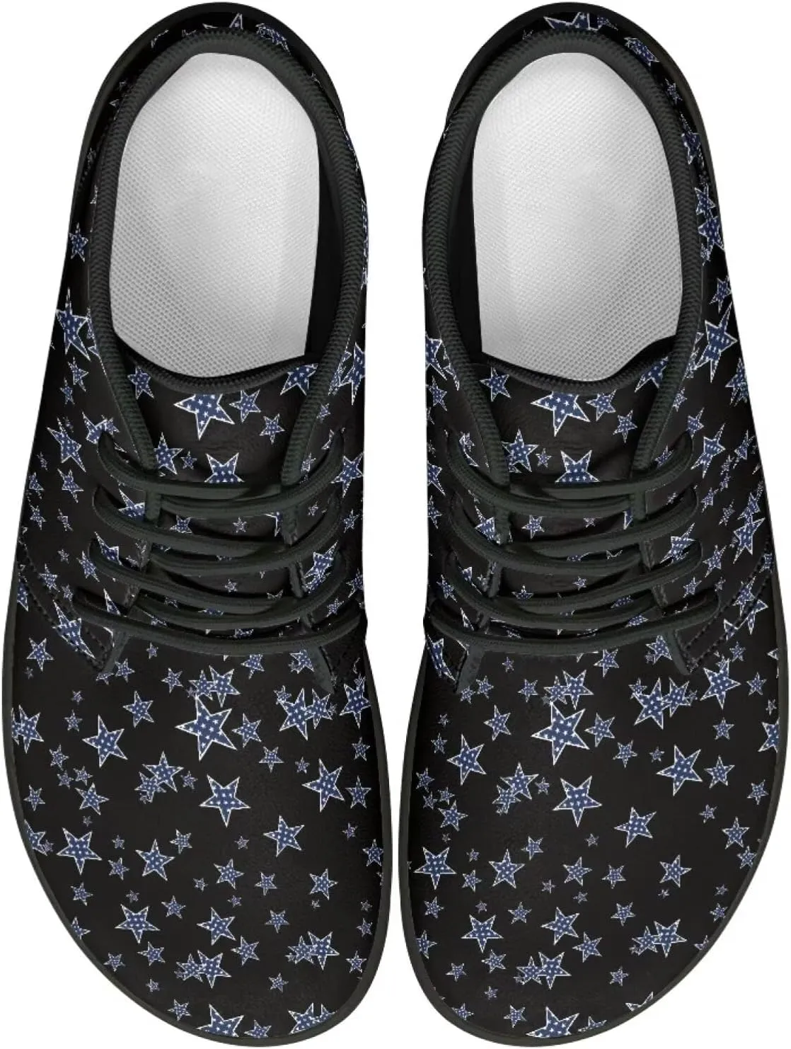 Howilath Aztec Tribal Print Barefoot Shoes Men Leather Low Zero Drop Sneaker Cross Training Shoes for Hiking Diving