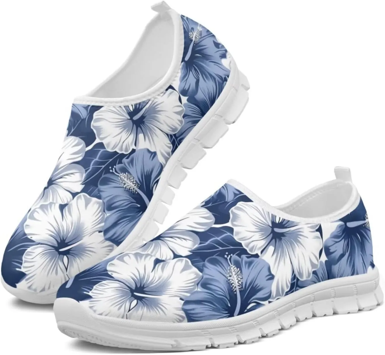 Howilath Flower Print Casual Shoes for Women Slip on Shoes Anti-Skid Sneakers Travel Hiking Sport Shoes