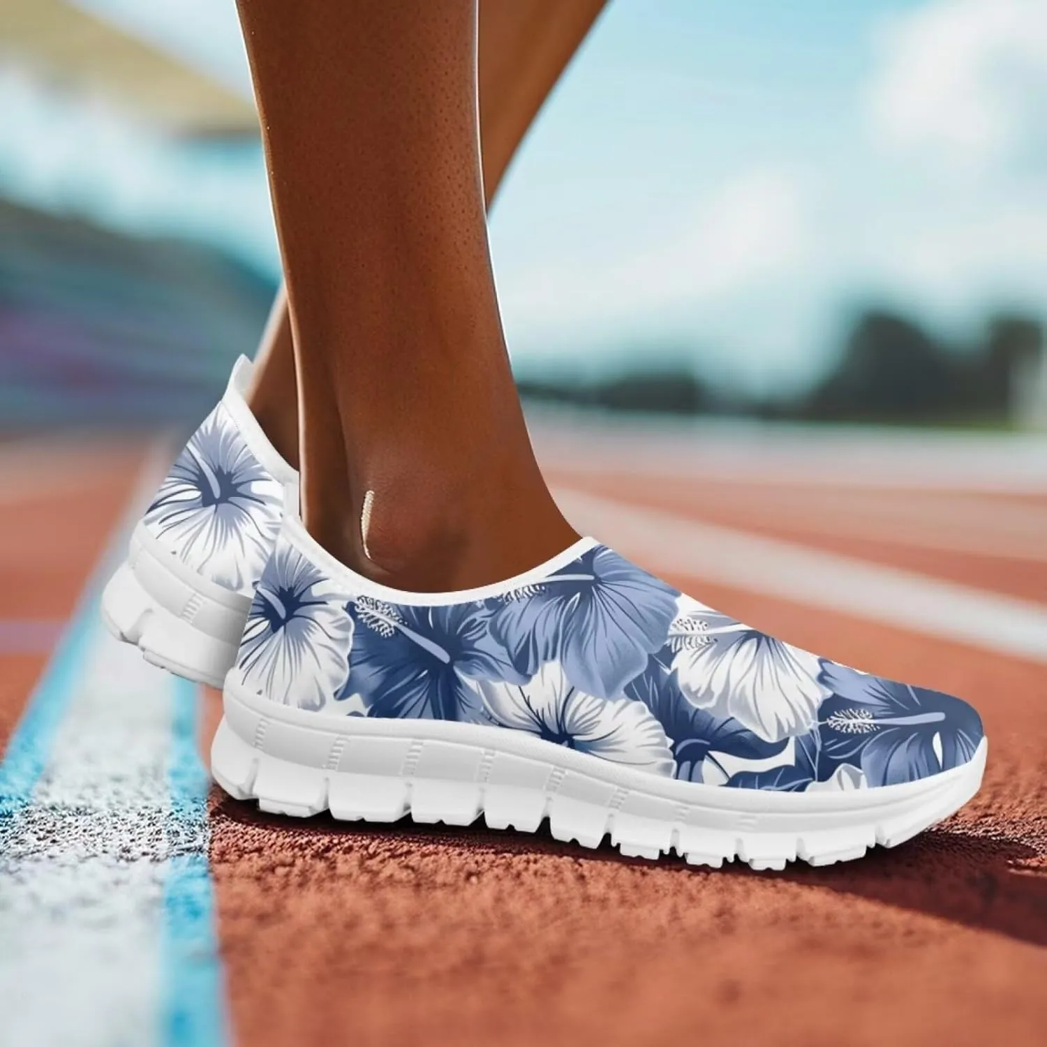 Howilath Flower Print Casual Shoes for Women Slip on Shoes Anti-Skid Sneakers Travel Hiking Sport Shoes