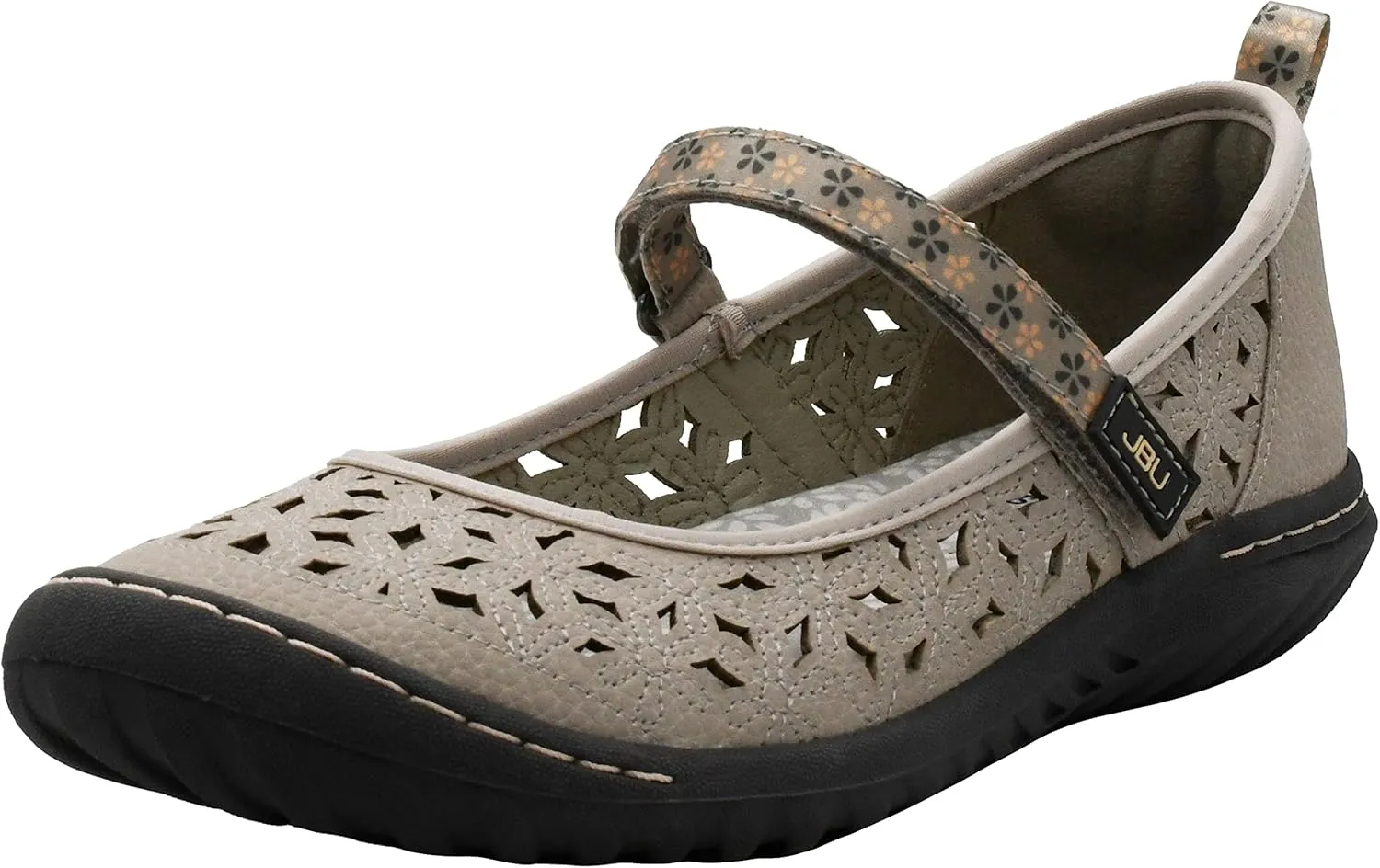 Jambu JBU Women's Wildflower Mary Jane Flat, Light Grey, 8 W US