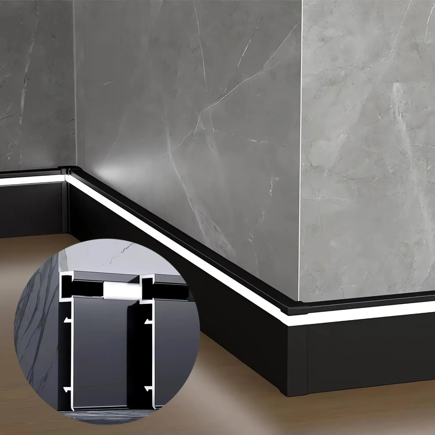JARBIH 10 Packs 1M/3.3ft Aluminum Skirting Baseboards, 78x12mm LED Channel System Diffuser, Line Light Wall Mount Aluminum Profile with Milky Cover, Suitable for Living Room Bedroom Kitchen