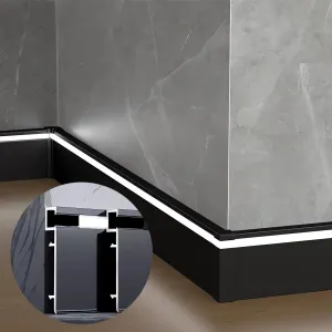 JARBIH 10 Packs 1M/3.3ft Aluminum Skirting Baseboards, 78x12mm LED Channel System Diffuser, Line Light Wall Mount Aluminum Profile with Milky Cover, Suitable for Living Room Bedroom Kitchen