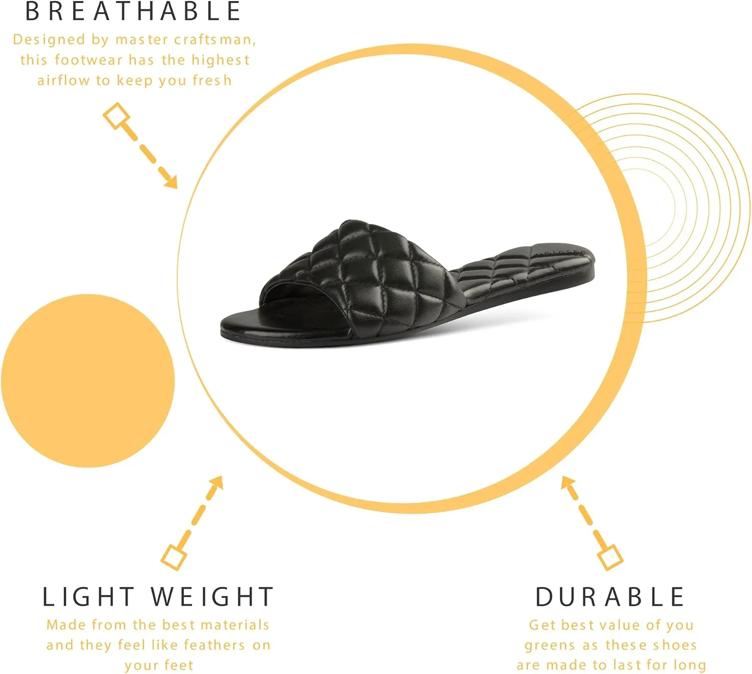 JATAREA Women’s Slip-On Flat Sandals with Round Open Toe | Dressy Summer Slides for Women