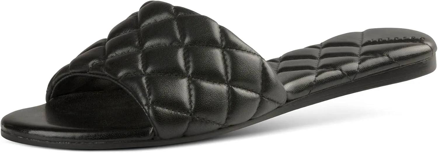 JATAREA Women’s Slip-On Flat Sandals with Round Open Toe | Dressy Summer Slides for Women