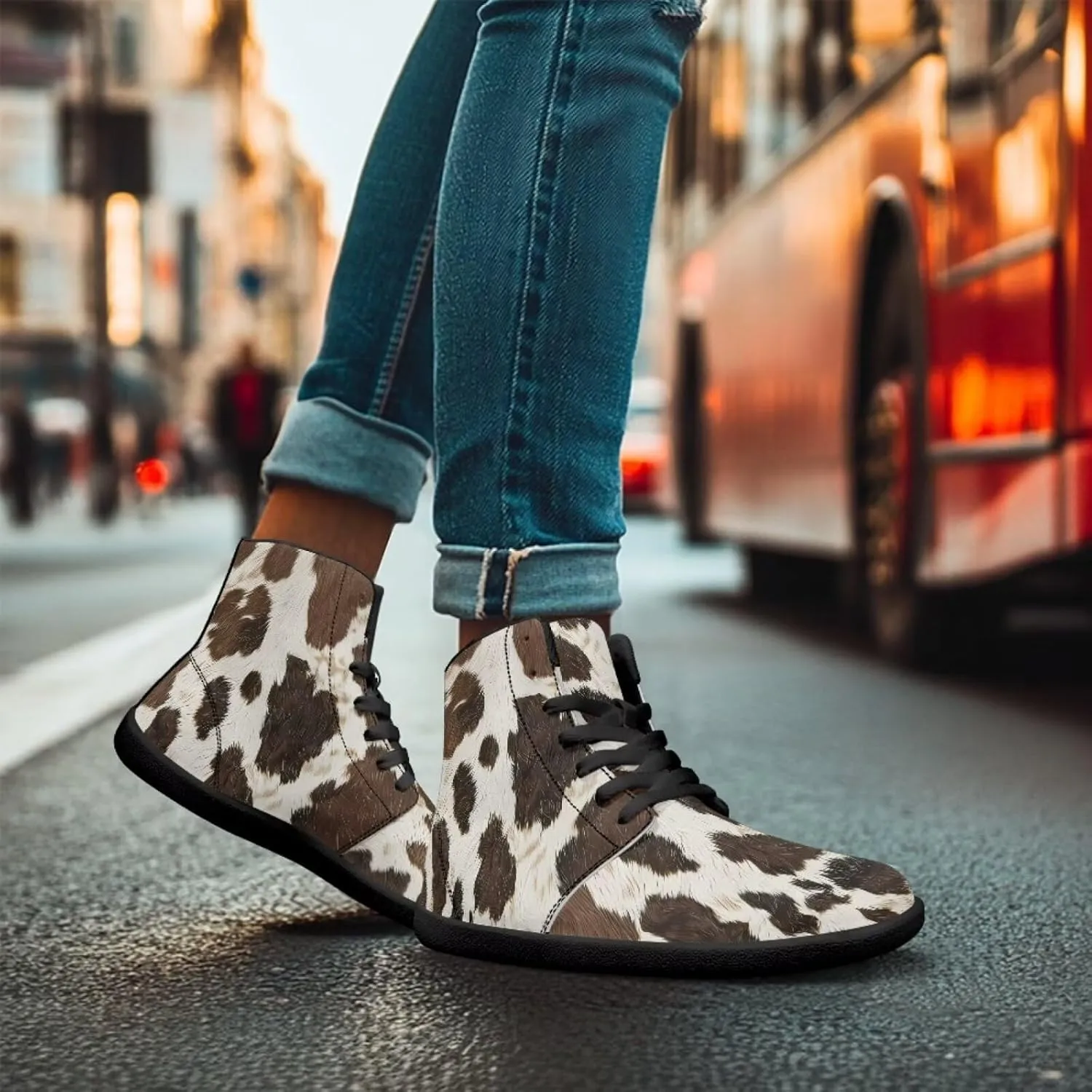Jeiento Animal Print Barefoot High Top Sneaker Tennis Shoes Comfort Sports Fitness Running Shoes for Men