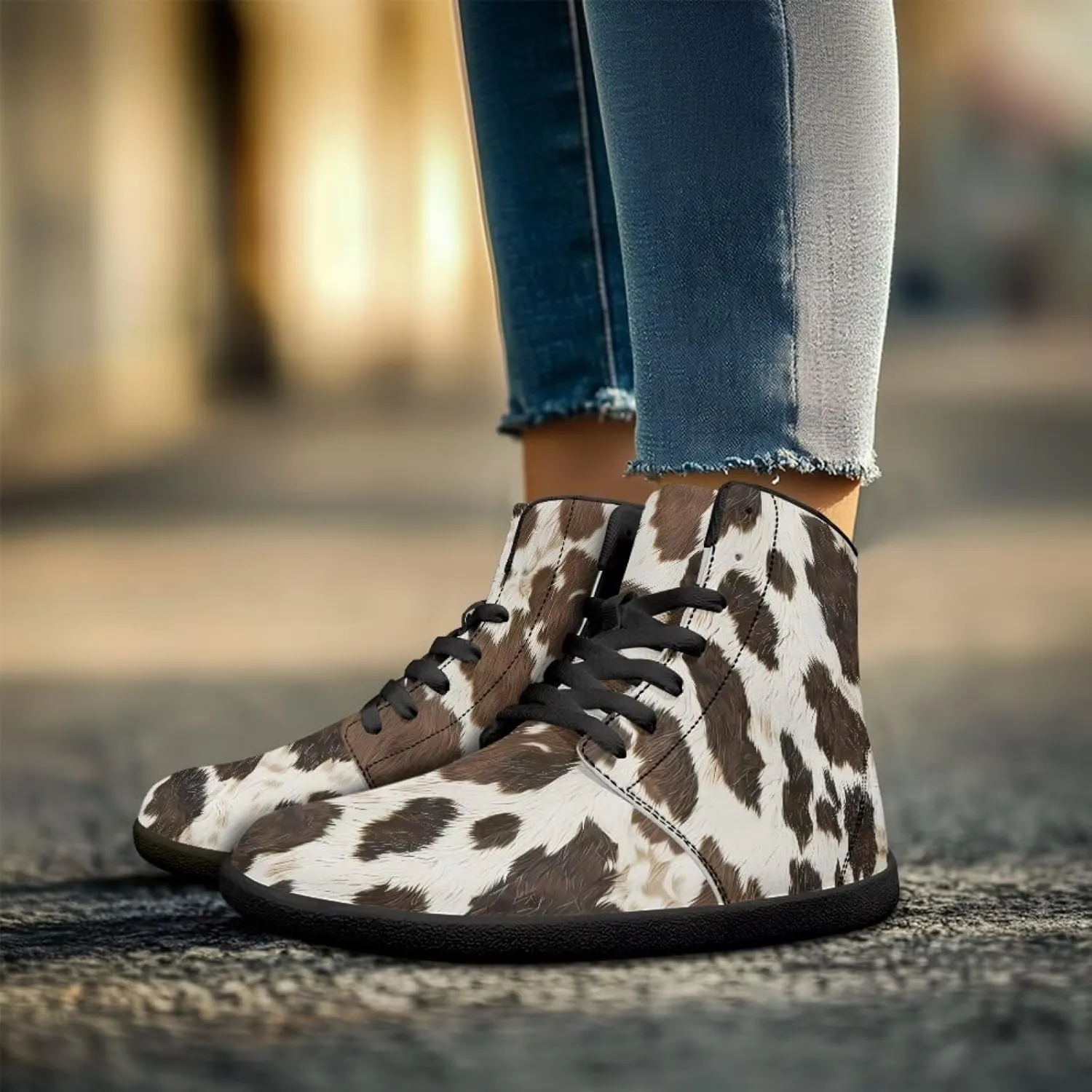 Jeiento Animal Print Barefoot High Top Sneaker Tennis Shoes Comfort Sports Fitness Running Shoes for Men