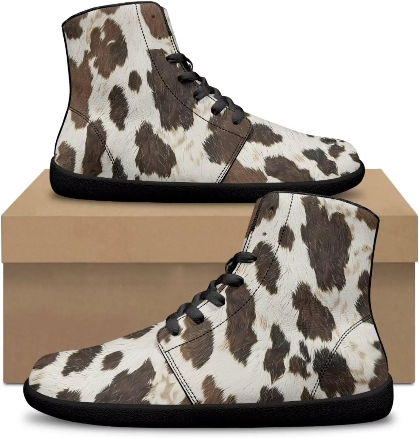 Jeiento Animal Print Barefoot High Top Sneaker Tennis Shoes Comfort Sports Fitness Running Shoes for Men