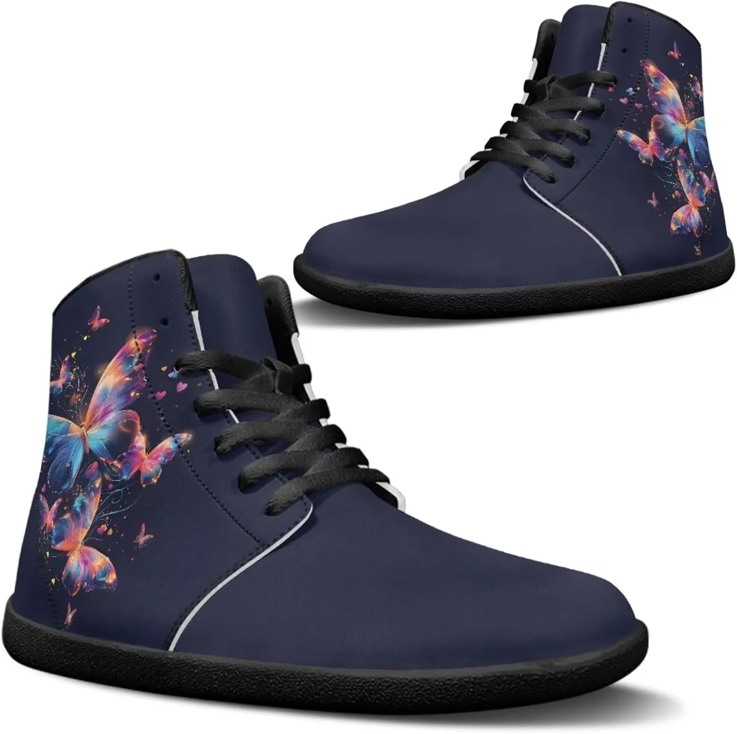 Jeiento High Top Barefoot Sneakers Men Women Butterfly Barefoot Shoes with Wide Toe Box