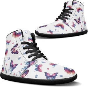Jeiento High Top Barefoot Sneakers Men Women Butterfly Barefoot Shoes with Wide Toe Box