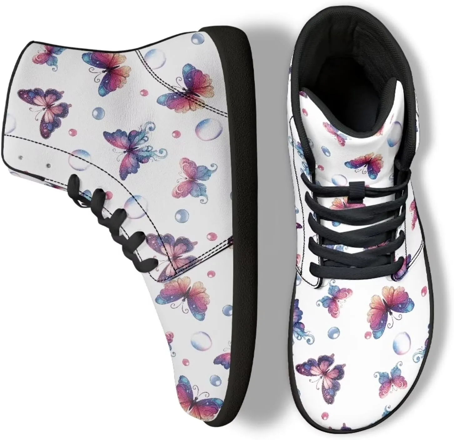 Jeiento High Top Barefoot Sneakers Men Women Butterfly Barefoot Shoes with Wide Toe Box
