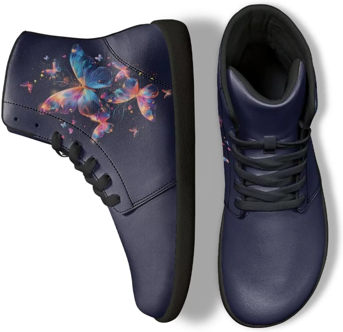 Jeiento High Top Barefoot Sneakers Men Women Butterfly Barefoot Shoes with Wide Toe Box
