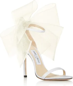 Jimmy Choo Womens Aveline 100 Bow Ankle Strap Heels