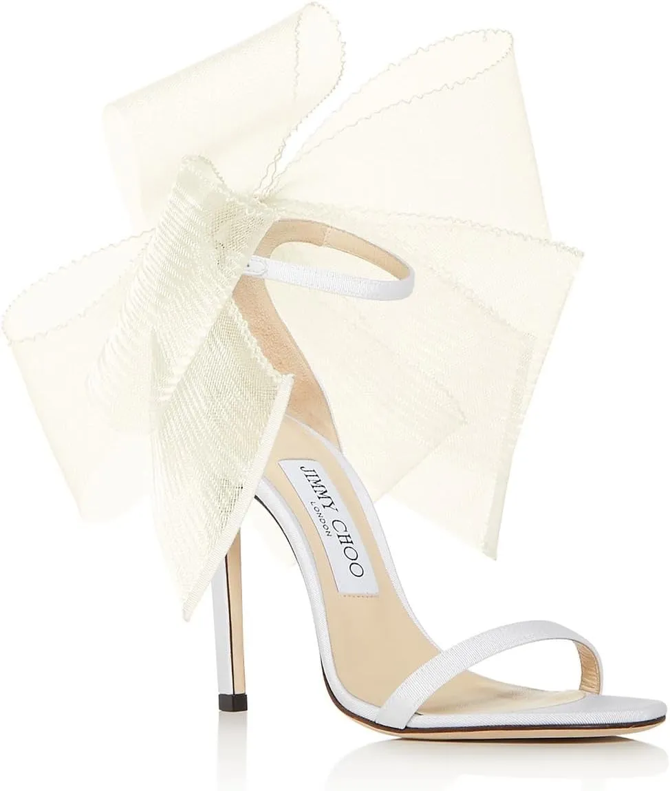 Jimmy Choo Womens Aveline 100 Bow Ankle Strap Heels
