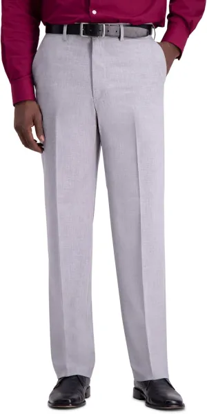 J.M. Haggar Men's Classic Fit Flat Front Solid Stretch Dress Pants, Light Grey, 32W x 30L US