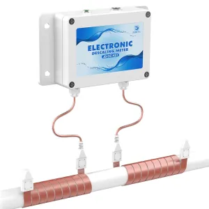 JOBYNA Electronic Water Descaler System, Alternative Chemical and Salt Free Water Softener Systems Whole House, Prevents Scale Build-up in Pipe, 3 Installation Methods, Works with All Pipes