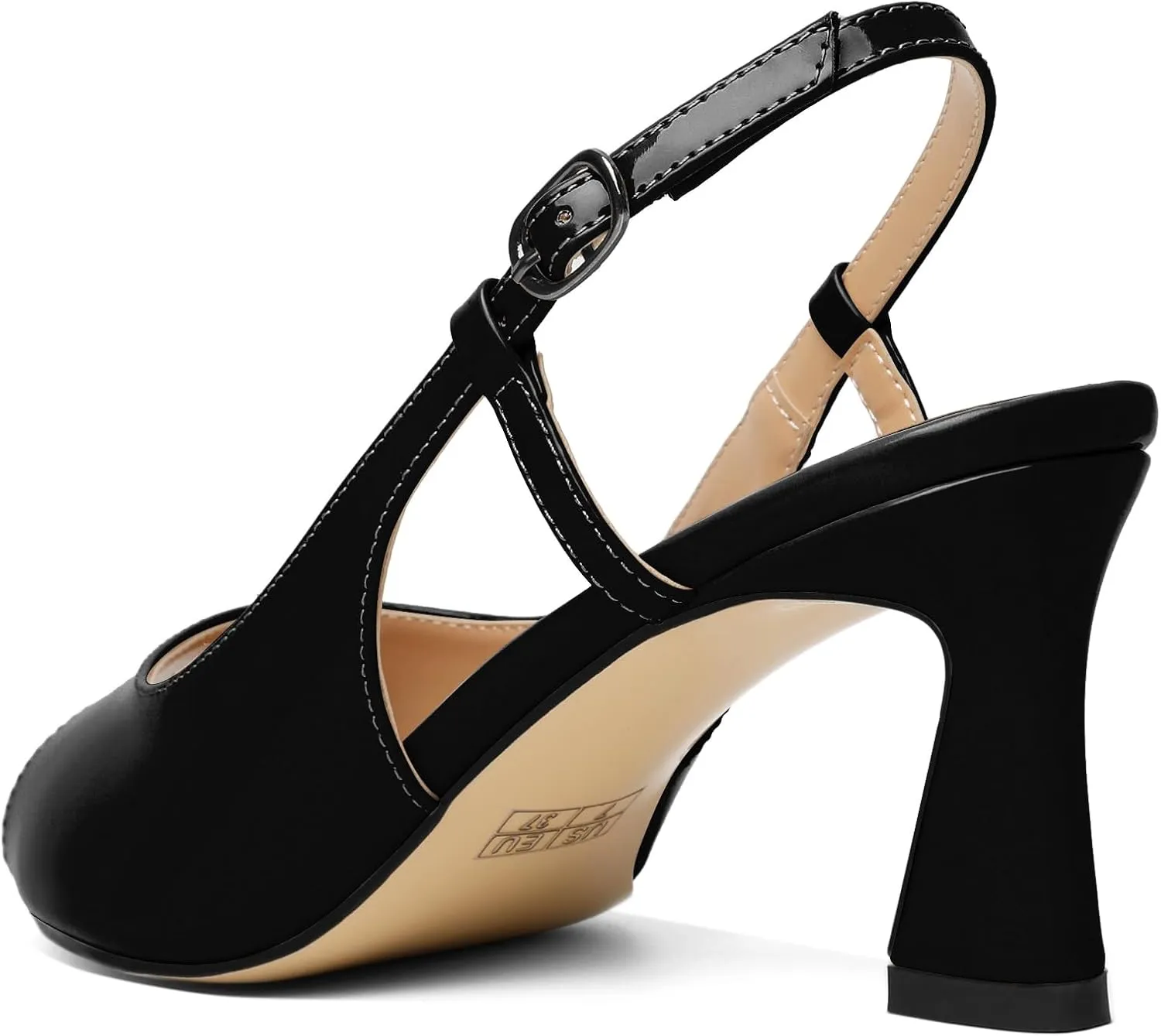 Joseywade Women Slingback Low Kitten Heel Pumps 2.5'' Heeled Sandals Peep Open Toe Ankle Strap Dress Shoes
