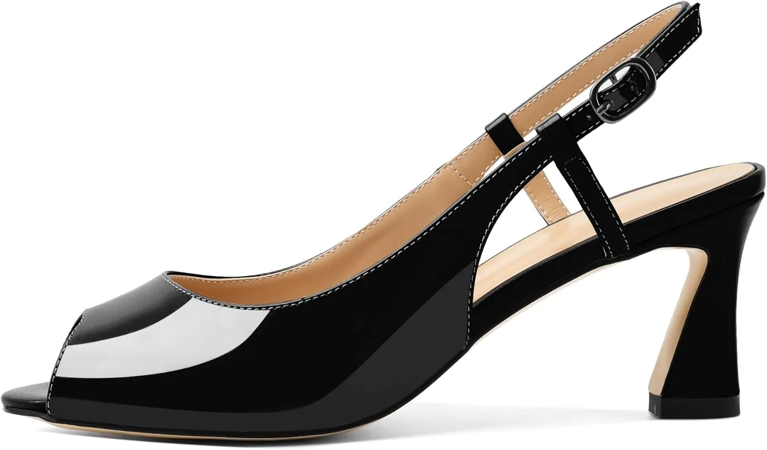 Joseywade Women Slingback Low Kitten Heel Pumps 2.5'' Heeled Sandals Peep Open Toe Ankle Strap Dress Shoes