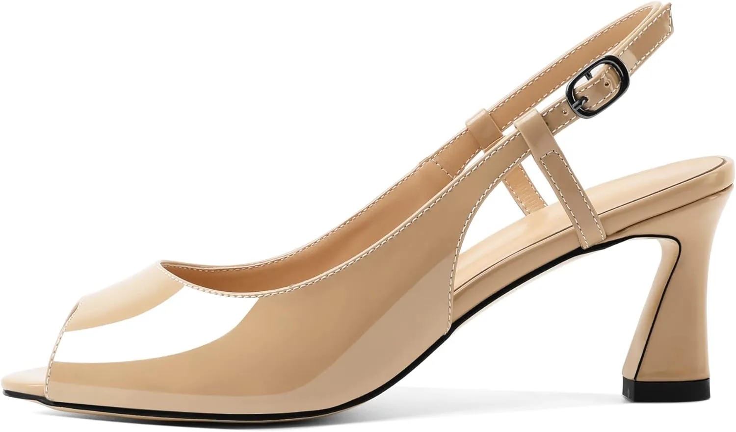 Joseywade Women Slingback Low Kitten Heel Pumps 2.5'' Heeled Sandals Peep Open Toe Ankle Strap Dress Shoes