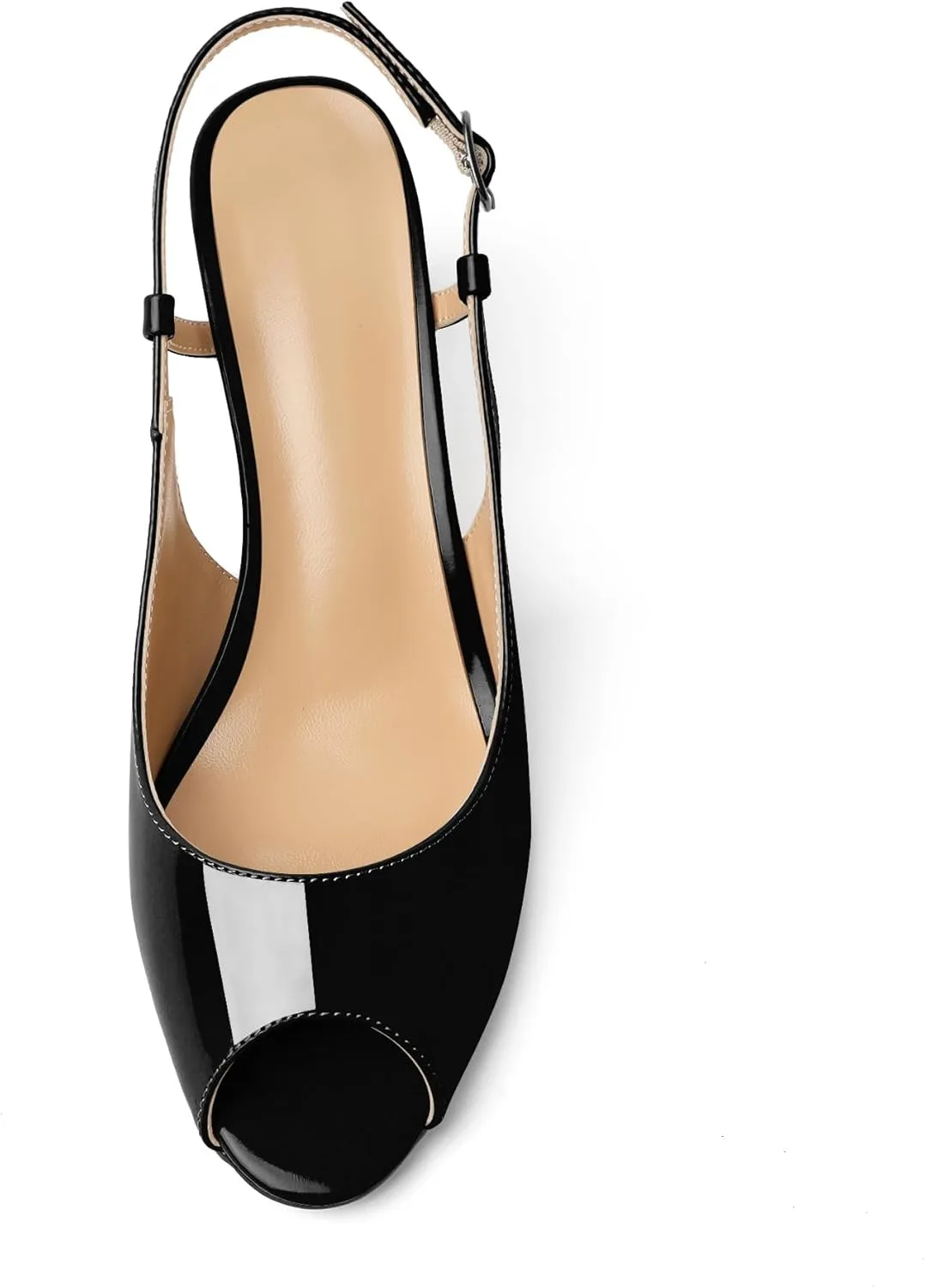 Joseywade Women Slingback Low Kitten Heel Pumps 2.5'' Heeled Sandals Peep Open Toe Ankle Strap Dress Shoes