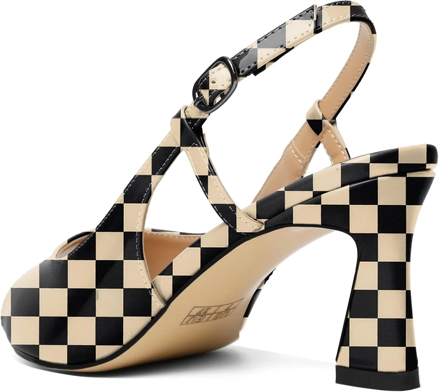 Joseywade Women Slingback Low Kitten Heel Pumps 2.5'' Heeled Sandals Peep Open Toe Ankle Strap Dress Shoes