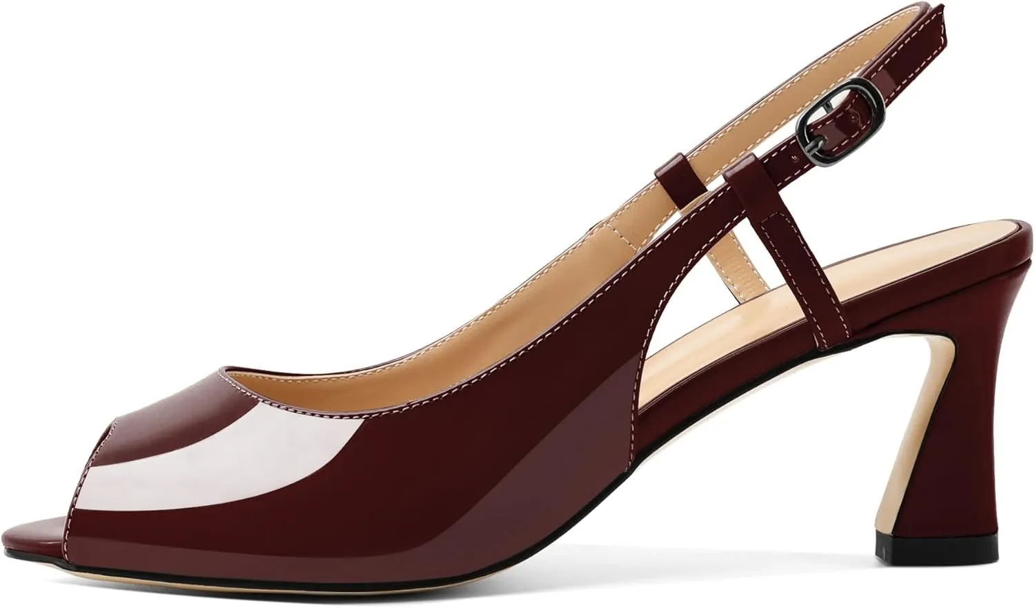 Joseywade Women Slingback Low Kitten Heel Pumps 2.5'' Heeled Sandals Peep Open Toe Ankle Strap Dress Shoes