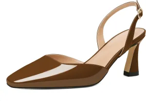 Joseywade Women Slingback Low Kitten Heel Pumps 2.5 Inch Heeled Sandals Closed Toe Ankle Strap Dress Shoes